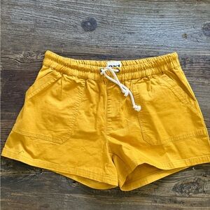 Pact Yellow Cargo Shorts Elastic Waist Relaxed Fit